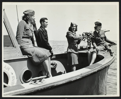 A.W.V.S. (American Women's Voluntary Service) members on a fire boat