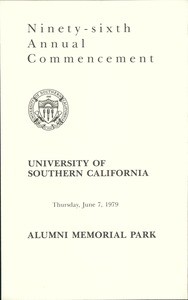 Commencement program, USC (96th: 1979: Alumni Memorial Park)