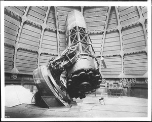 Interior view of the observatory that houses the 60-inch reflecting telescope at Mount Wilson Observatory, ca.1930