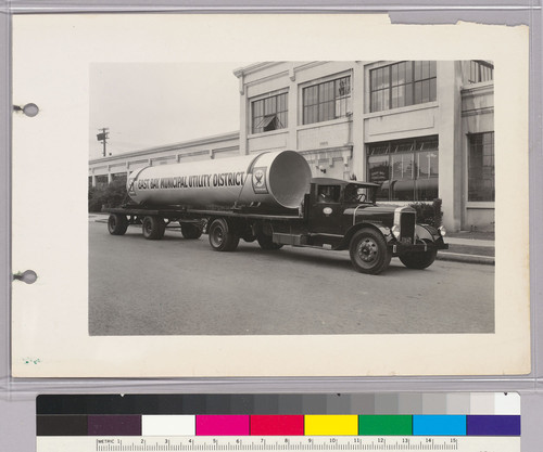 Section of Mokelumne Aqueduct Pipe, used for float in the N.R.A. parade in Oakland, Sept. 29, 1933