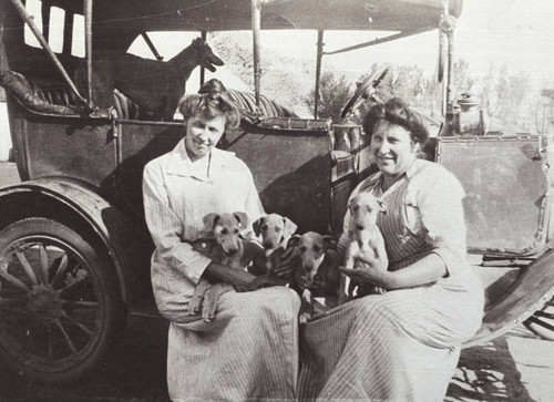 Belle Chavis and Fanny Silver with Puppies