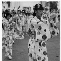 Unidentified dancers wearing traditional Japanese kimonos