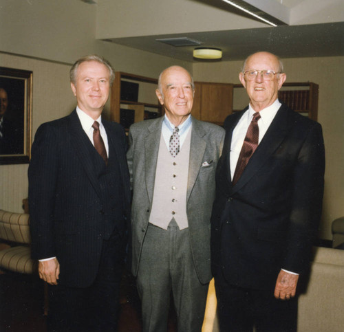 L to R: Dean Ron Phillips, George Page, President Howard White