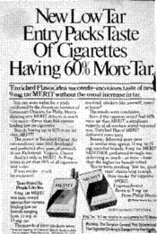 New Low Tar Entry Packs Taste Of Cigarettes Having 60% More Tar