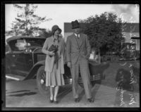 Helen Wills Moody and Frederick S. Moody Jr. return from a cruise, Los Angeles, 1929