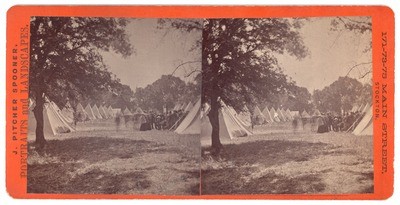 Stockton: (Stockton Guard. Tents in clearing.)