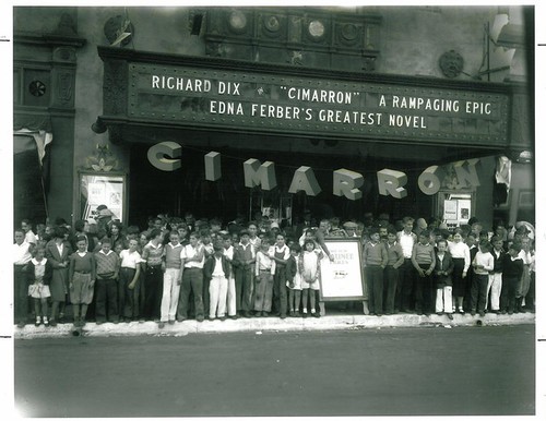 Rialto Theater Crowd and Marquee for Movie "Cimarron"
