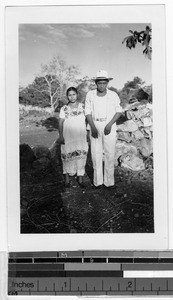 Mayan couple wearing traditional clothes, Xpichil, Quintana Roo, Mexico, ca. 1947