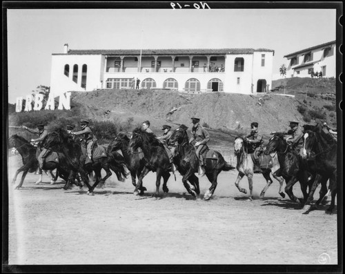 Boys riding horses at the Urban Military Academy, Brentwood, Los Angeles