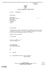 [Letter from PRG Redshaw to S Wilson regarding Excel spreadsheet related to seizure]