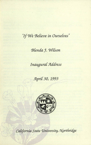 Inauguration program from the investiture of Dr. Blenda Wilson, April 30, 1993