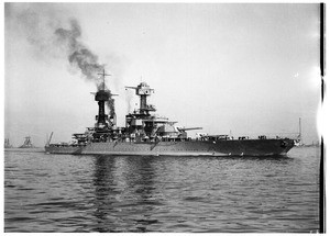 USS Maryland and two other battleships in Los Angeles Harbor