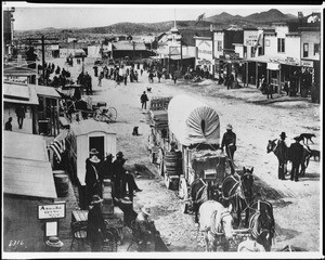 Street scene showing a horse-drawn wagon in Tonopah, Nevada, ca.1903