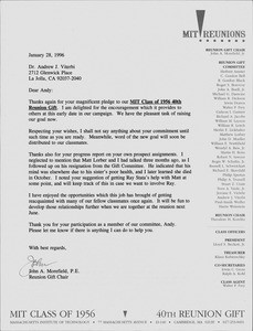 Letter, John A. Moorfield to Andrew Viterbi, January 28, 1996