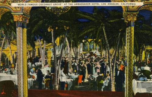 Postcard of the interior, Cocoanut Grove nightclub