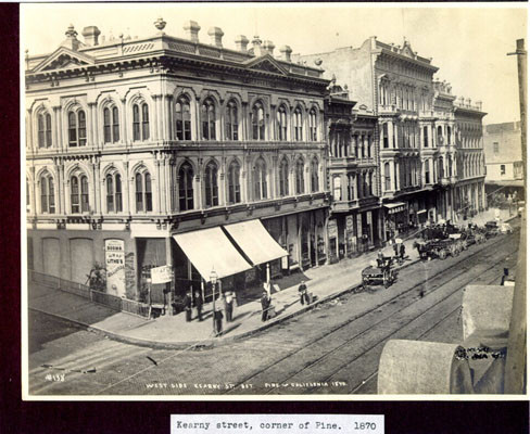 Kearny Street, corner of Pine, 1870