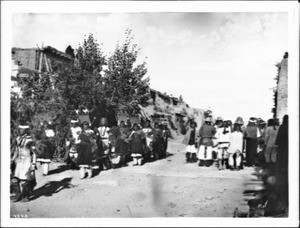 Ceremonial procession for the Fiesta de San Esteban, Acoma Pueblo, New Mexico, 1886