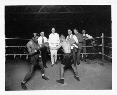 Boxing - Stockton: Unidentified boxers posing for camera before fight