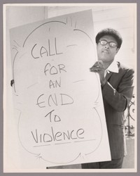 Ernest Mitchell at anti-violence picket in Hunter's Point
