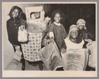 Halloween Parade. (Left to right) Christine Montgomery (11), Darrell Coleman (9), Cheryl Denise Coleman (8), Harold Power (7), Ricky Power (8)