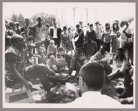 Anti-Vietnam discussions. Lake Merritt Park, Oakland