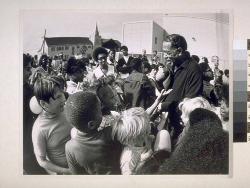 Duke Ellington swamped by students at Washington Elementary School, Berkeley