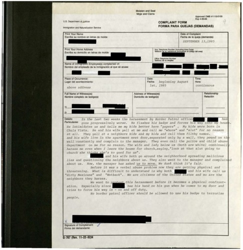 Anonymized complaint file (box 21, folder 48)