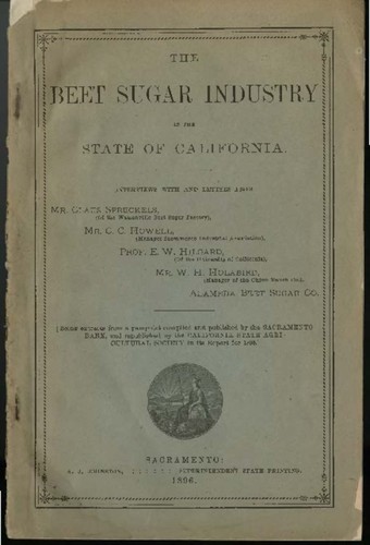 The beet sugar industry in the state of California