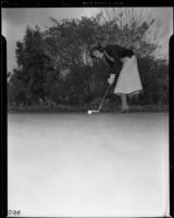Actress Ruby Keeler golfing at the midwinter invitation tournament of the los Angeles Country Club, California, 1939