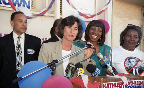 Kathleen L. Brown speaking during a campaign event, Los Angeles, 1994