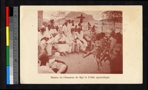 Children perform for clergy, Nigeria, ca.1920-1940