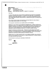 [Email from Suzanne Wise to Tlais Enterprises Ltd regarding draft shareholders agreement-subject to contract]