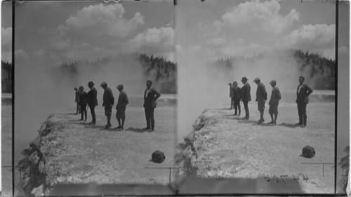 Pres. Harding & party at Excelsior Geyser. Yellowstone Park