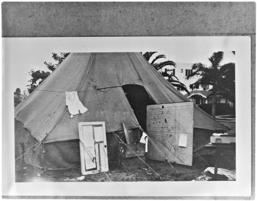 Tent used as Station No. 1 headquarters after the 1933 earthquake