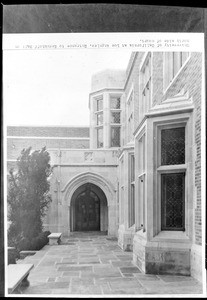 Entrance to Kerckhoff Hall on the north side of the court, University of California at Los Angeles, October 1932