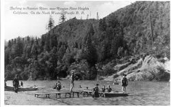 Bathing in the Russian River near Russian River Heights, California, on the North Western Pacific R.R