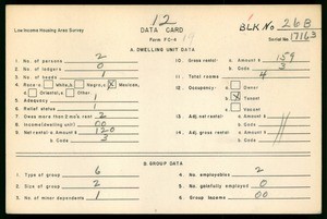 WPA Low income housing area survey data card 12, serial 17163