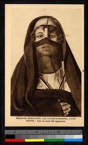 Young Egyptian girl in veil, Egypt, ca.1920-1940