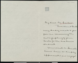 Elizabeth C. Mason, letter, to Hamlin Garland