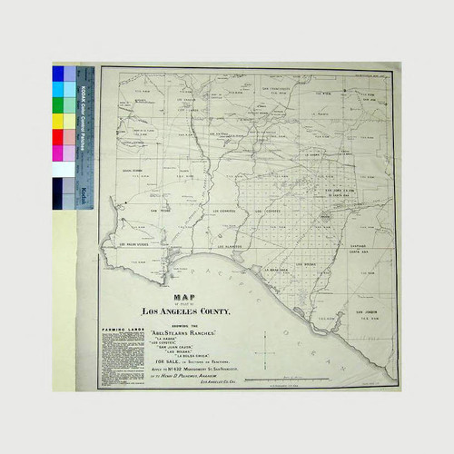 Map of part of Los Angeles County, showing the "Abel Stearns Ranches:;"La Habra" "Los Coyotes,;"San Juan Cajon,;"Las Bolsas,;"La Bolsa Chica."