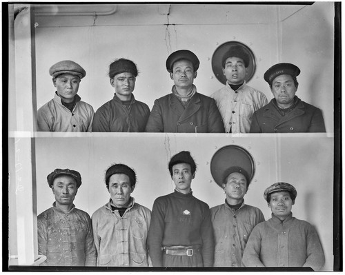 [Passport photograph of crew from steamship Silvanus?]