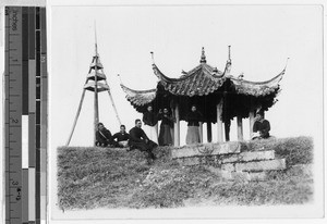 Father Anthony Cotta visiting a pagoda, China, ca. 1910-1930