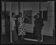 Three women in art gallery, California Labor School