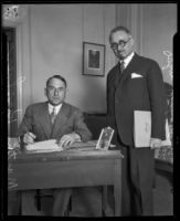 Hungarian diplomat and businessman Martin Kirschner and his secretary John Wolfgarten at the Biltmore, Los Angeles, 1927