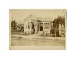 Isidore B. Dockweiler in front of his home at 223 West 23rd Street, Los Angeles, circa 1892-1894