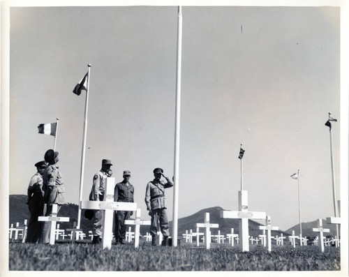British Minister of Defense Earl Alexander and party visit UN cemetary in Korea
