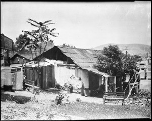 An adobe on the east side north of the Broadway Tunnel, Los Angeles, 1920