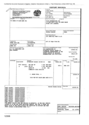 [Export invoice from Gallaher International Limited to Tlais Enterprises Ltd for Sovereign Classic]