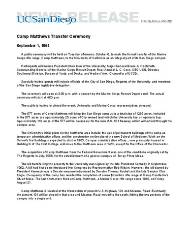 Camp Matthews Transfer Ceremony