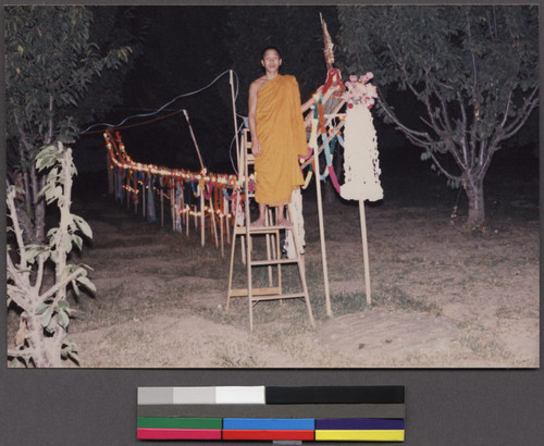 Buddhist ceremony during the water or boat racing festival, Ceres, California